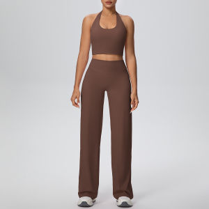 2Pieces Breathable Summer Workout Top Pants Yoga Set Yoga Underwear With Chest Pad Quick Drying Push Up Pencil Pants Yoga Set