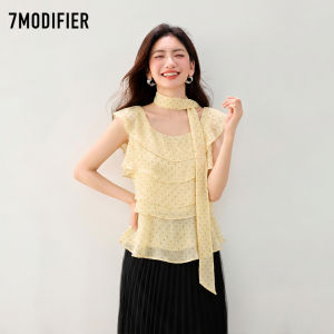 7.Modifier | Áo Sơ Mi Đầm Ngọt Ngào Nhiều Lớp Có Khăn Quàng