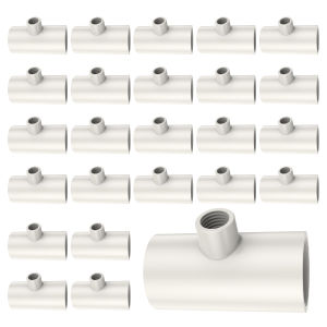 25Pcs Chicken Waterer PVC Tee Fitting White Automatic Poultry Waterer Poultry Water Drinker Waterer Nipples for Ducks Chickens