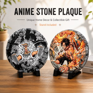 Bandai | 2026 New Anime One Piece Gear 5 Luffy Slate Plaque Anime Desk Decor Round Stone Display Ornament for Bedroom Office Shelf 14.5cm