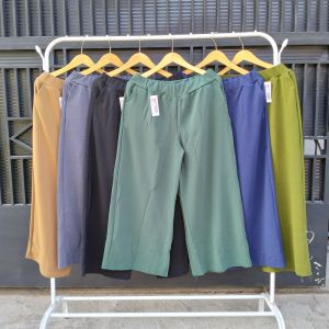 CELANA KULOT PANJANG WANITA EXTRA JUMBO MAT WAFLE CREPE LEMON SKINS