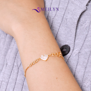 MEILYN Gelang Serut Italy Permata Baris Love Hitam Jurai Lapis Emas Gold Bracelet 0231250207