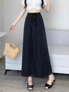 plus Size Ice Silk Half Skirt Womens Summer Loose Slimming High Waist Draping A-Line Midi Skirt Versatile High Waist Skirt