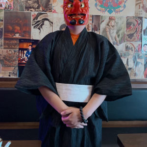 Nam Mùa Hè Hải Quân Samurai Kimono Yukata Áo Tắm Dáng Rộng Váy Cotton Có Thắt Lưng Tay Lửng Truyền Thống Homewear