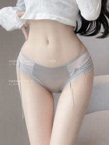 เซ็กซี่ ต่ํา เอว ลูกไม้ กางเกงใน ผู้หญิง น้ําแข็ง ผ้าไหม สามเหลี่ยม กางเกงชั้นในหญิง ใส่สบาย ระบายอากาศได้ดี ไนลอน ตาข่าย ชุดชั้นในผ้าปมผีเสื้อ