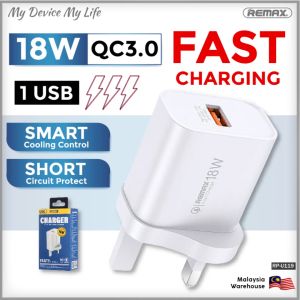 REMAX RP-U119 18W QC3.0 Fast Charging Charger Adapter Phone Compatible Temperature Control Short Circuit Smart Chip