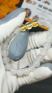 Vòng đá mã não trắng tam hợp dần ngọ tuất - size 8 10 ly cho nữ mệnh kim mệnh thủy - có khai quang điểm nhãn may mắn tài lộc - PHONG THỦY ANH VŨ