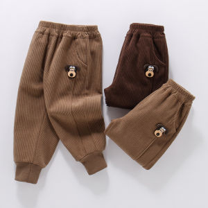 Quần Nhung Kẻ Thường Ngày Cho Bé Trai Mùa Xuân Thu Quần Dài Ống Rộng Thoải Mái Kháng Khuẩn Quần Trẻ Em Quần Trẻ Em