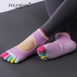 FESA MOZE Premium Colorful Yoga Socks for Women Fitness Pilates Adult Sports Floor Socks Separate Toe Design Non-Slip