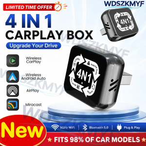 4in1 2in1 Wired & Wireless CarPlay Adapter Android Auto Screen Mirroring For ios CarPlay/Android Auto For iPhone iOS Android