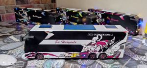 miniatur bus viral telolet basurinya hariyanto ungu putih variasi ful lampu