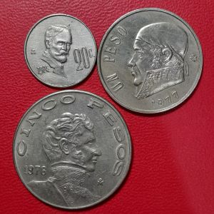 Koleksi koin kuno Meksiko Jaman dulu 3 Keping 1974/76/77