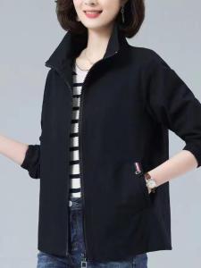Spring Autumn Casual Short Jacket Womens New Large Size Loose Middle-aged Mommy Style Stand Collar Slimming Jacket Top Windbreaker Personality