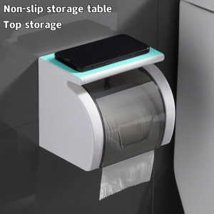 Rumahhome-Toilet Paper Holder Toilet Paper Roll Tissue Box Holder Container Waterproof Punch-Free Sanitary Kotak Tisu