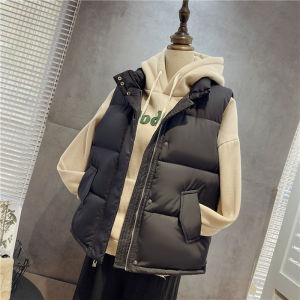 Fashionable Short Down Vest Casual Warm Autumn Winter Stand Collar