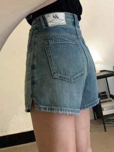 High Waist Denim Shorts Womens American Retro plus Size A-Line Wide Leg Hot Pants Summer New Style Slimming Jeans