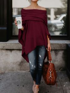 Spring Autumn Large Size Knitted Cowl Neck Cloak Shoulder Length Batwing Sleeve Irregular Hemline One-Shoulder Design Shawl