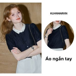 KUHNMARVIN | Áo Sơ Mi Dài Tay Cổ Trụ cho Nữ từ Vải Lyocell