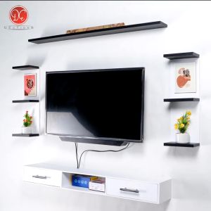 Dections Furniture Set Rak TV Dinding Minimalis 2 Laci Panjang 120x20 cm Meja TV Tempel Dinding