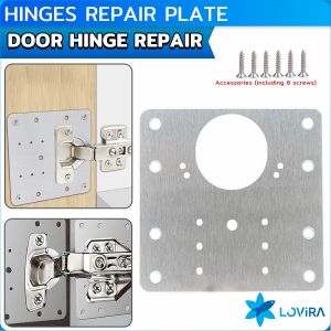 LoviRa Cabinet Hinge Repair Plate Stainless Steel Brackets Cupboard Door Hinge Repair Plate 90mm*90mm