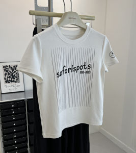 American Street BF Neutral Sports Style Letter Print round Neck Short Sleeve T-Shirt Female Silm Short Bottoming Shirt Tops