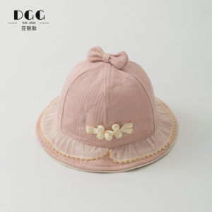 Princess Style Baby Girls Fishing Cap Spring Autumn Cute Child Sunshade Hat Outing Wide Brim round Top Cotton Casual Hat