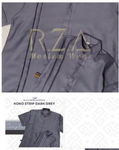 Koko Couple STRIP Abu Tua Dark Grey Ayah Anak Newborn Jumbo Kemeja Baju Lebaran Sarimbit Oversize Baby Purple Dewasa Pria Katun