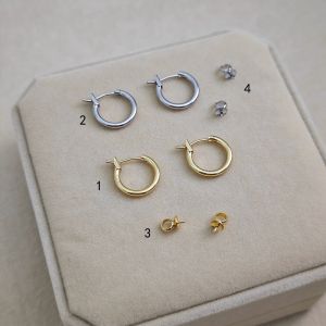 ต่างหู DIY รูปหัวใจทองแดงชุบทอง 18K พร้อมลูกปัดเจาะรูแบบติด ต่างหูรูปจี้ ต่างหูรูปกลวง ต่างหูรูปแก้ว