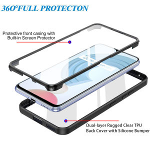 [ with Screen Protector ] Double Side Protection Phone Case For Realme 8i 9i 4G 9 Pro Plus + 8 7 4G V5 5G 6 Realme C21 C12 C21Y C25Y C25 C25s C30 C33 C30s Narzo 20 Pro Full Body Protection Heavy Duty Armor Cover Casing