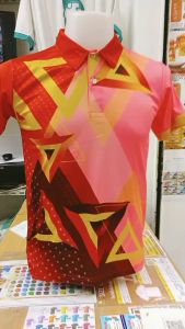 4 ลาย เสื้อโปโล พิมพ์ลาย สีแดง สีแดง ลายซับลิเมชั่น