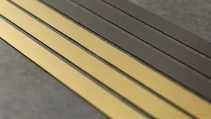 5M/Roll Stiker Dinding Garis Datar Bahan Stainless Steel Warna Emas
