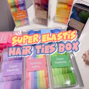 Yoibeauty - [ISI 32 PCS] Super Elastic Hair Ties Box Karet Rambut Elastis dengan Kotak Ikat Rambut Warna-Warni Colorful Aksesoris Rambut Anak & Remaja