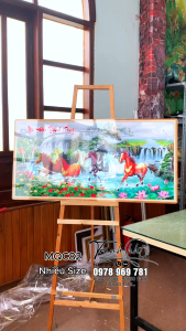 Tranh mã đáo thành công tranh ngựa bát mã tranh con ngựa treo tường Tranh treo tường ngựa bát mã trúc lâm tráng gương MQC82