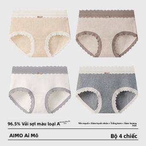 Quần lót tam giác AIMO cho nữ vải cotton kiểu cạp giữa kháng khuẩn