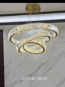 Modern Crystal Chandelier For Dining Room LED Ceiling Lights With Remote Bedroom Pendant Light