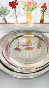 Mâm Tròn Inox cạn Dùng Làm Mâm Cơm Gia Đình Hay Phục Vụ Trong Nhà Hàng SIZE44-48-52-56 CM