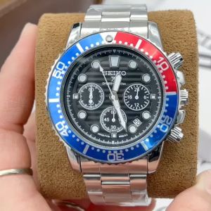 นาฬิกาข้อมือผู้ชาย SEIKO ดีไซน์สุดเท่ กระจกมิเนอรัล สายสแตนเลส พร้อมกล่องฟรี