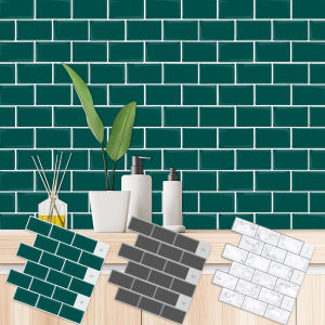 Peel and Stick Wall Tile Sticker Thick Self Adhesive Vinyl Wallpaper DIY Kitchen Bathroom Backsplash Wall Tiles 10 Sheets