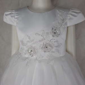Big Joy Girls First Communion Gown Violeta  with Applique Flower with Sequins White For Ages 6 to 11 yrs old 564287