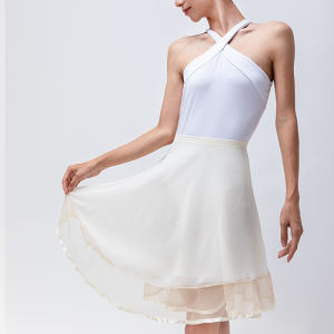 Danzea Lightweight Rotating Chiffon Pearl Ballet Practice Skirt Womens Style One-Piece Dance Costume Professional Fitness Apparel