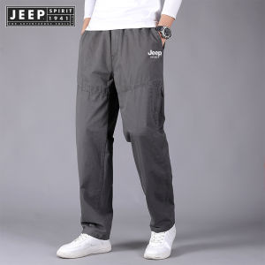 JEEP SPIRIT 1941 ESTD: Casual Straight Pants Plus Size Outdoor Loose Pants