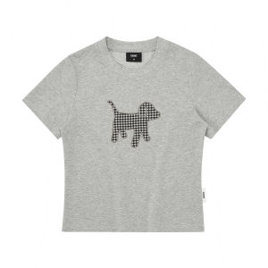 เสื้อยืดแขนสั้นทรงสลิมฟิตสำหรับผู้หญิง PCLP ลายสก็อต ทรงหลวม คอกลม แขนสั้น ทรงเข้ารูป แฟชั่นฤดูร้อน เสื้อยืดคอกลม