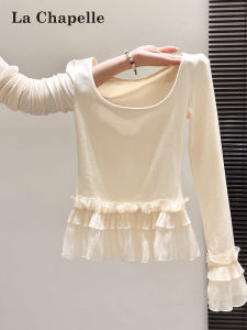 La Chapelle | Ruffled T-Shirt Slim Fit  Mesh Insert