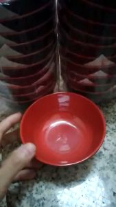 Chén ăn cơm nhựa melamine đỏ đen 2 lớp bóng - CO 02- Ø 11.2 x 5.4 cm