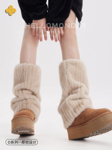 ถุงเท้าผู้หญิงแบบสวมสูง ทรงบล็อกสีพื้น ผ้าโพลีเอสเตอร์ อบอุ่น หนา ถุงเท้าสำหรับใส่กับรองเท้าบูทสันดาปไฟในฤดูหนาว ถุงเท้าสำหรับใช้ในบ้าน