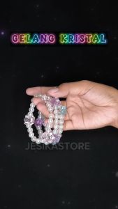 Gelang wanita karet rambut cewek couple anak dewasa persahabatan bestie lucu tali karet elastis kristal mutiara unik aesthetic estetik anti luntur fashion simple