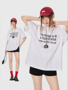 Turn Signal | Cotton Loose Print T-Shirt Short Sleeve Round Neck Women Summer