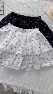 Chân Váy Nữ Ngắn Xếp Ly 2 Tầng(Có Bigsize)Họa Tiết In Nơ Form Xòe Cạp Cao Lưng Chun Vải Lụa Xoa Mềm Mại 50-95kg [ Shop 2 ]