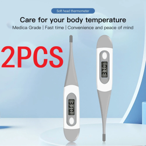 2PCS/SET Electronic Digital Thermometer Soft Head Home First Aid Kit Fever Baby Adult Head Oral Armpit Temperature Measurement