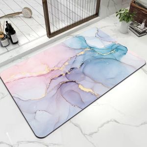 Thảm Phòng Tắm Họa Tiết Đá Cẩm Thạch Cao Cấp VIKAMA - Thảm Lót Chân Cao Su Chống Trượt Thấm Nước Nhanh Khô Cho Nhà Bếp & Phòng Tắm